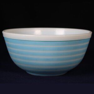 Vintage Mid-Century Blue and White Rainbow Stripe 402 2½ Qt. PYREX® Nesting Mix